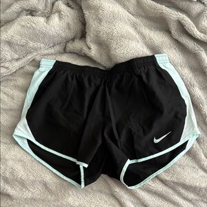 Nike Women's Black and Light Blue Athletic Running Shorts